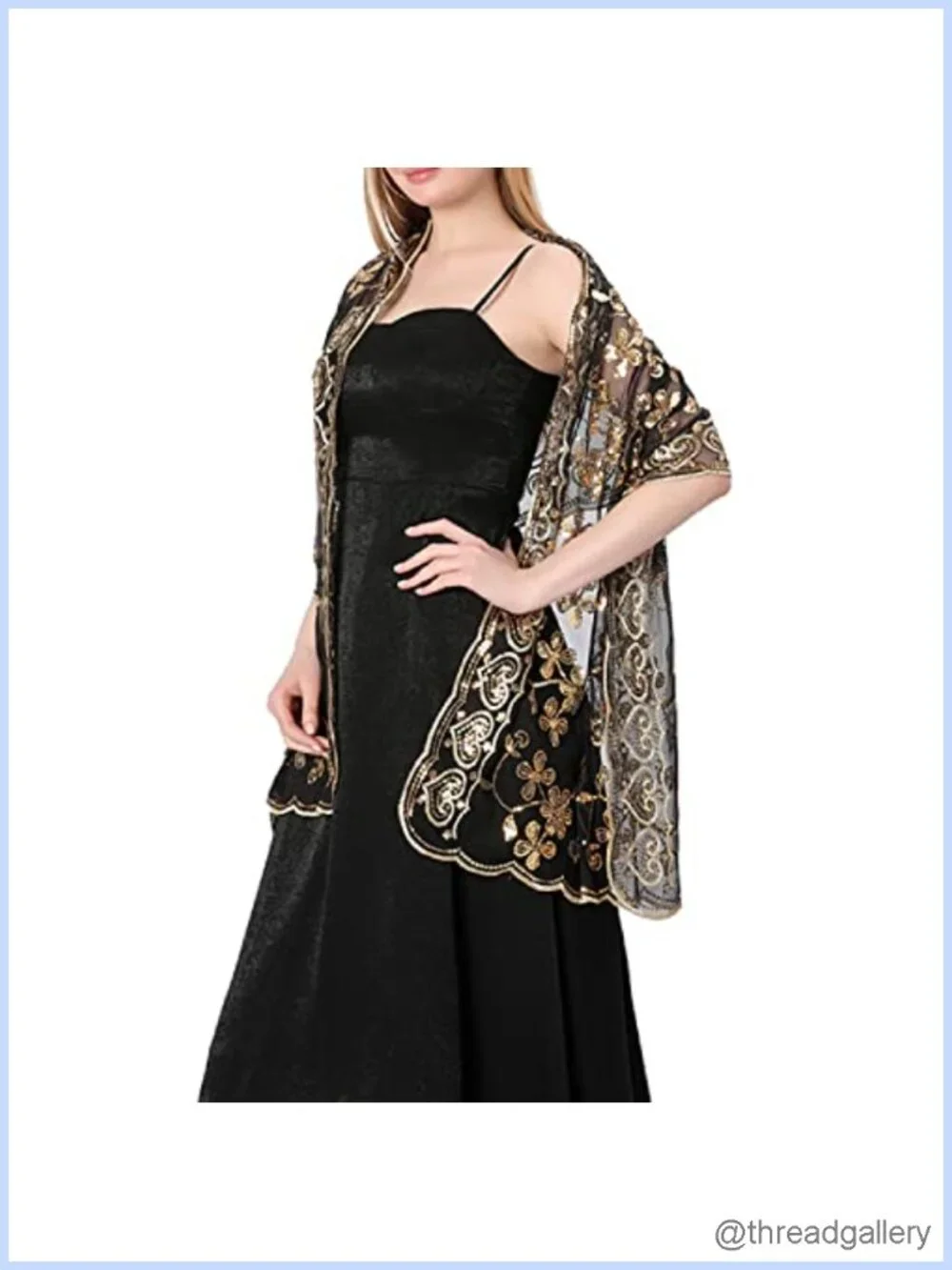 Sequin Pashmina Shawl Wrap - Sheer Sparkling Scarf for Wedding Party